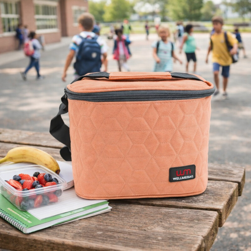 Lunchera Térmica Impermeable Alta con Correa Ajustable Chica Salmon