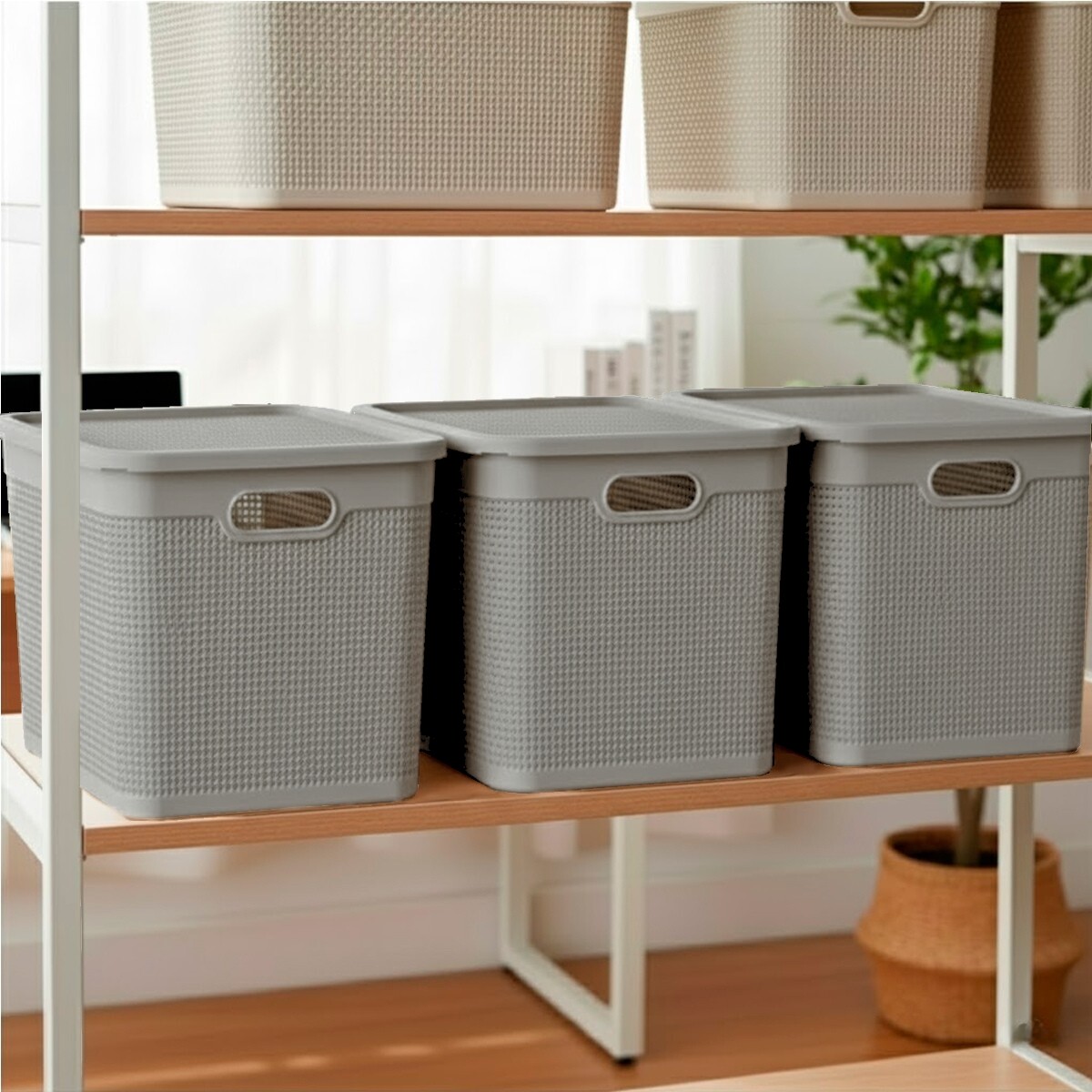 Set x3 Caja simil ratán 40 lts - CAPPUCCINO 