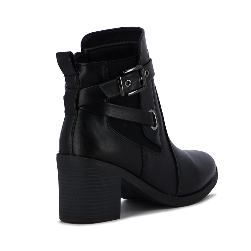 Comfortflex Bota Caña Baja C/ Hebilla Y Taco Medio Negro