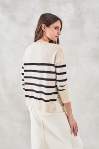 Sweater Rayado Algodón Elastano Beige Melange