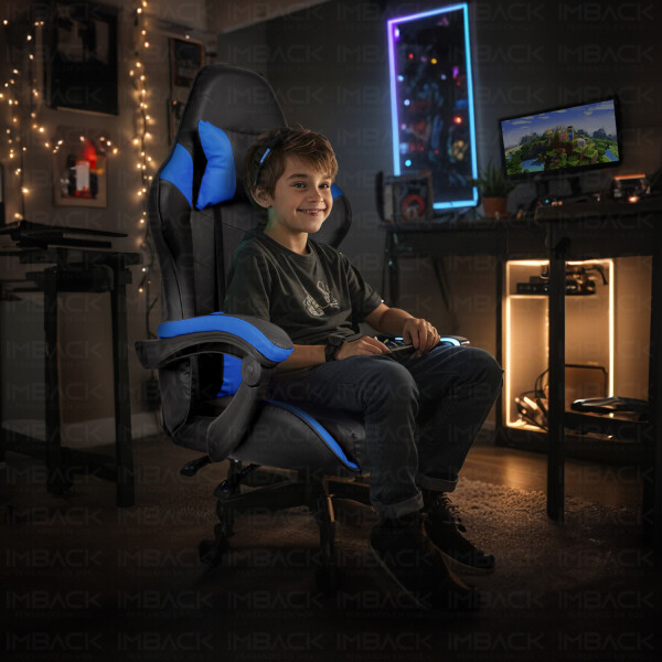 Silla Gamer Ergonomica Escritorio Reclinable Soporta 200kg Imback Negro con Azul Silla Gamer Ergonomica Escritorio Reclinable Soporta 200kg Imback Negro con Azul
