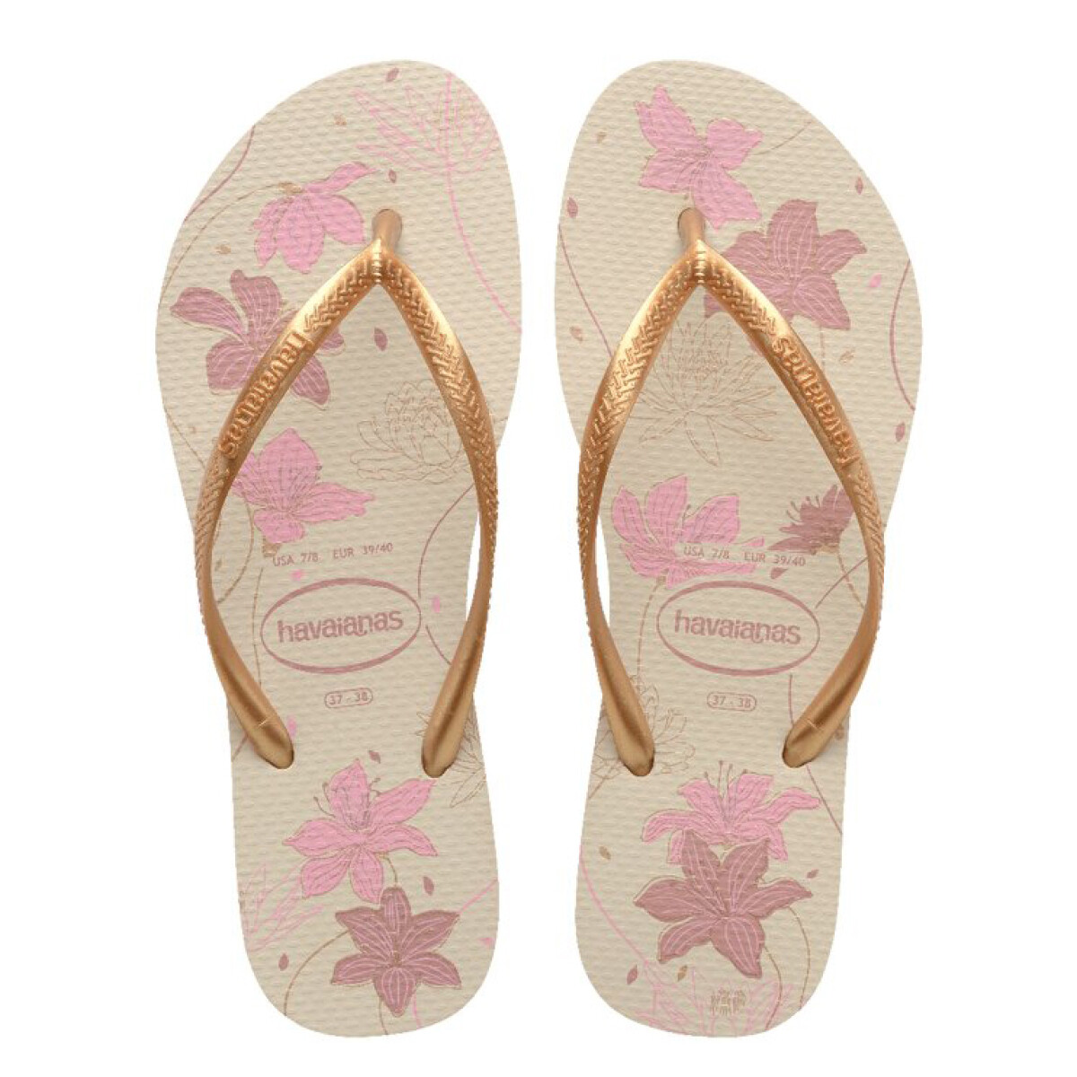 Sandalias de Mujer Havaianas Slim Organic - Beige - Dorado 