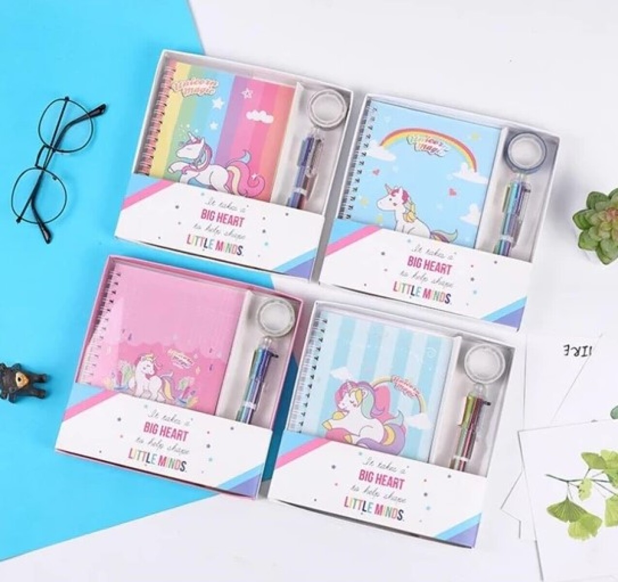 Set cuaderno unicornio con cinta y bolígrafo - Set Cuaderno Unicornio Con Cinta Y Bolígrafo 