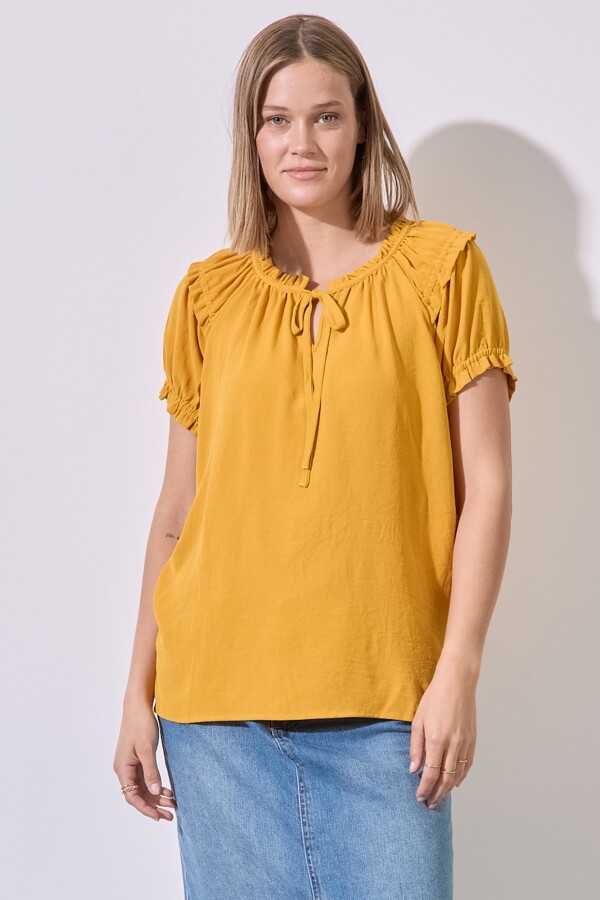 Blusa Frunces MOSTAZA