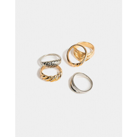 Set De Anillos Mixplating Combinacion Bicolor