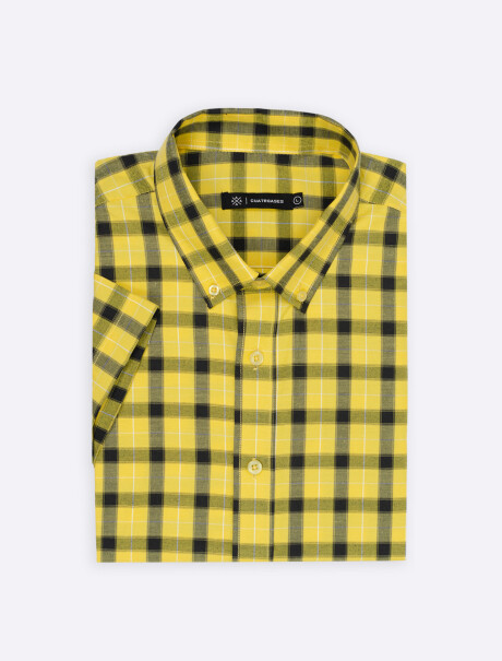 Camisa m/c cuadros amarillo