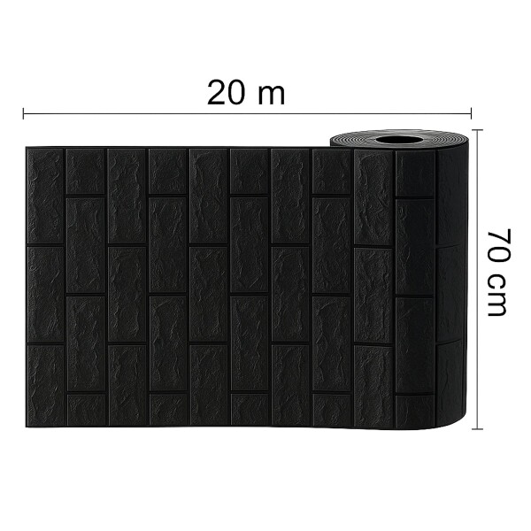 Revestimiento Pared Adhesivo 3d Piedra Ladrillo 20 Mts x 0,70 Mts Variante Color Negro