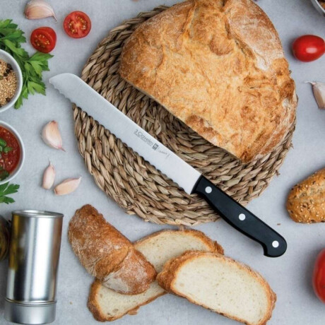 Cuchillo Pan 20Cm Acero Inox Mango Uniblock 3 Claveles Negro