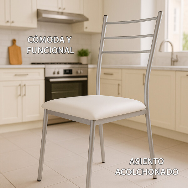 Silla Gitana Acolchonada Con Hierro, Soportan 150 Kg BLANCO