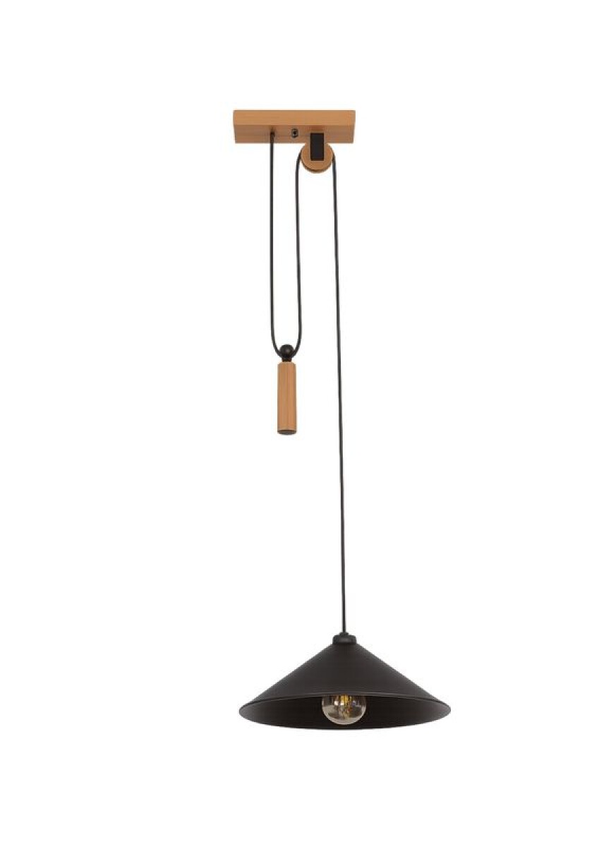 COLGANTE CELEIRO 1L E27 NEGRO Y MADERA D45CM 