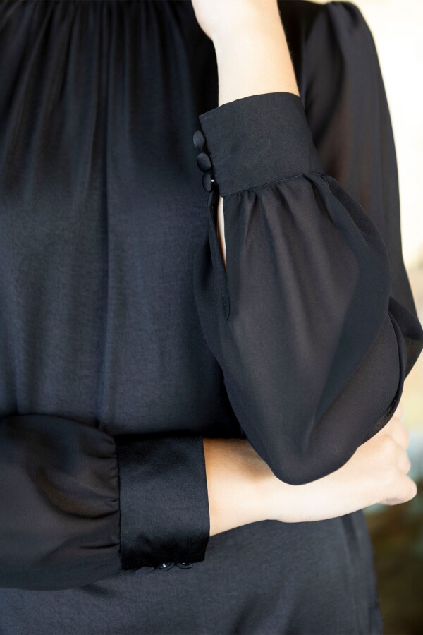 Blusa Gasa & Saten NEGRO