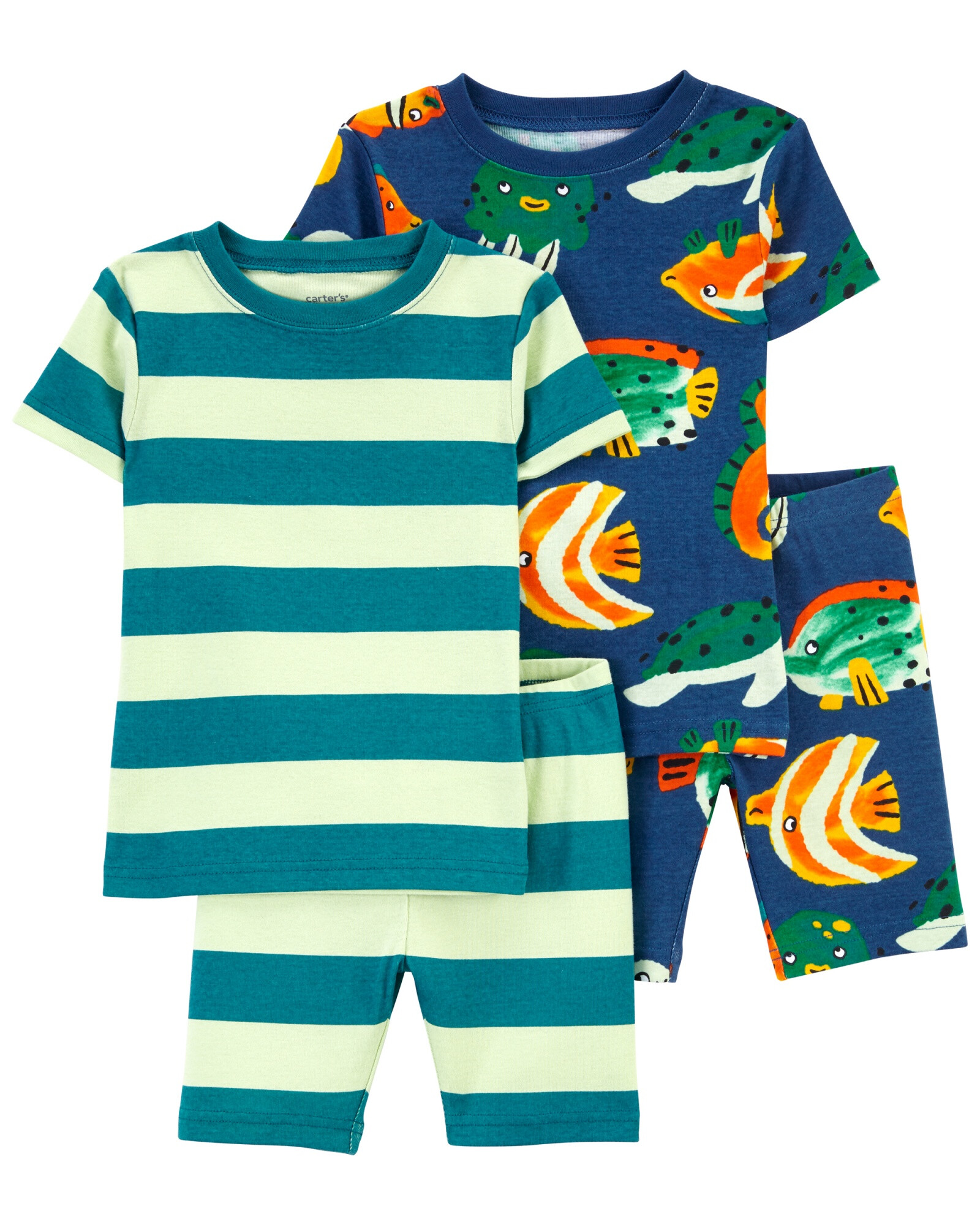 Pijama cuatro piezas de algodón dos remeras y dos shorts Pijama cuatro piezas de algodón dos remeras y dos shorts