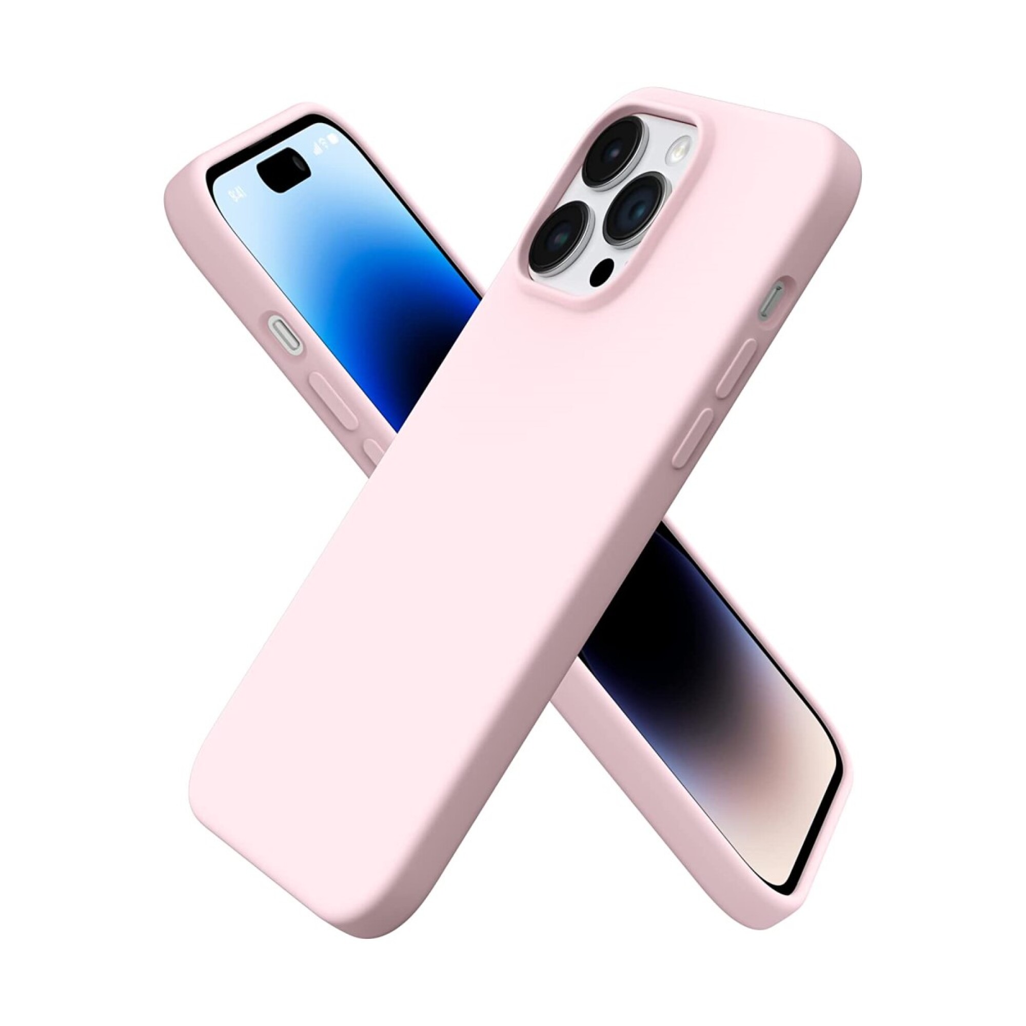 iPhone 13 Pro Max Fundas de silicona transparente en rosa