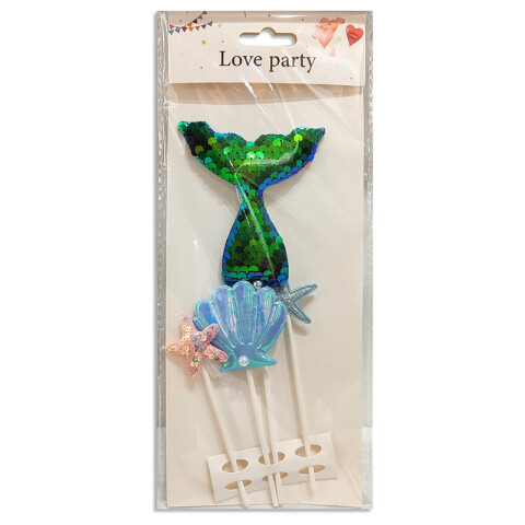 Set de 4 toppers Decoración de torta Sirena Set de 4 toppers Decoración de torta Sirena
