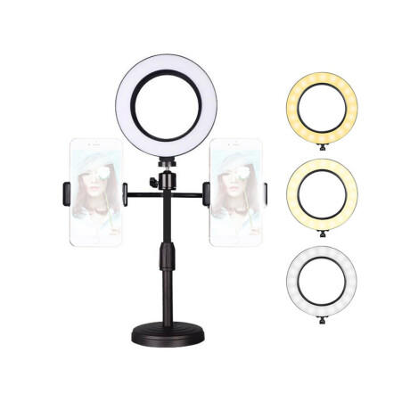 ANILLO LED 6LL-2 MINI 6" CON PIE Y 2 SOPORTES PARA CELULAR ANILLO LED 6LL-2 MINI 6" CON PIE Y 2 SOPORTES PARA CELULAR