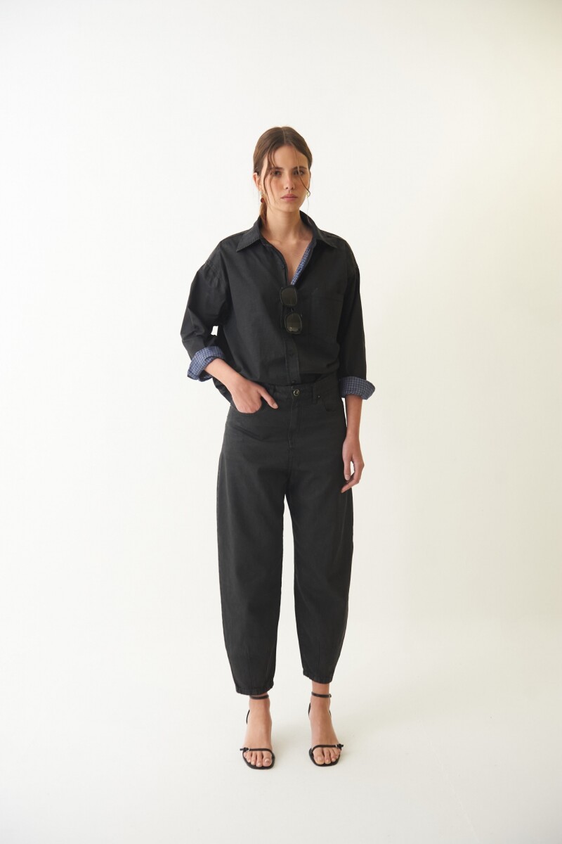 JEAN SLOUCHY LEATHER Negro