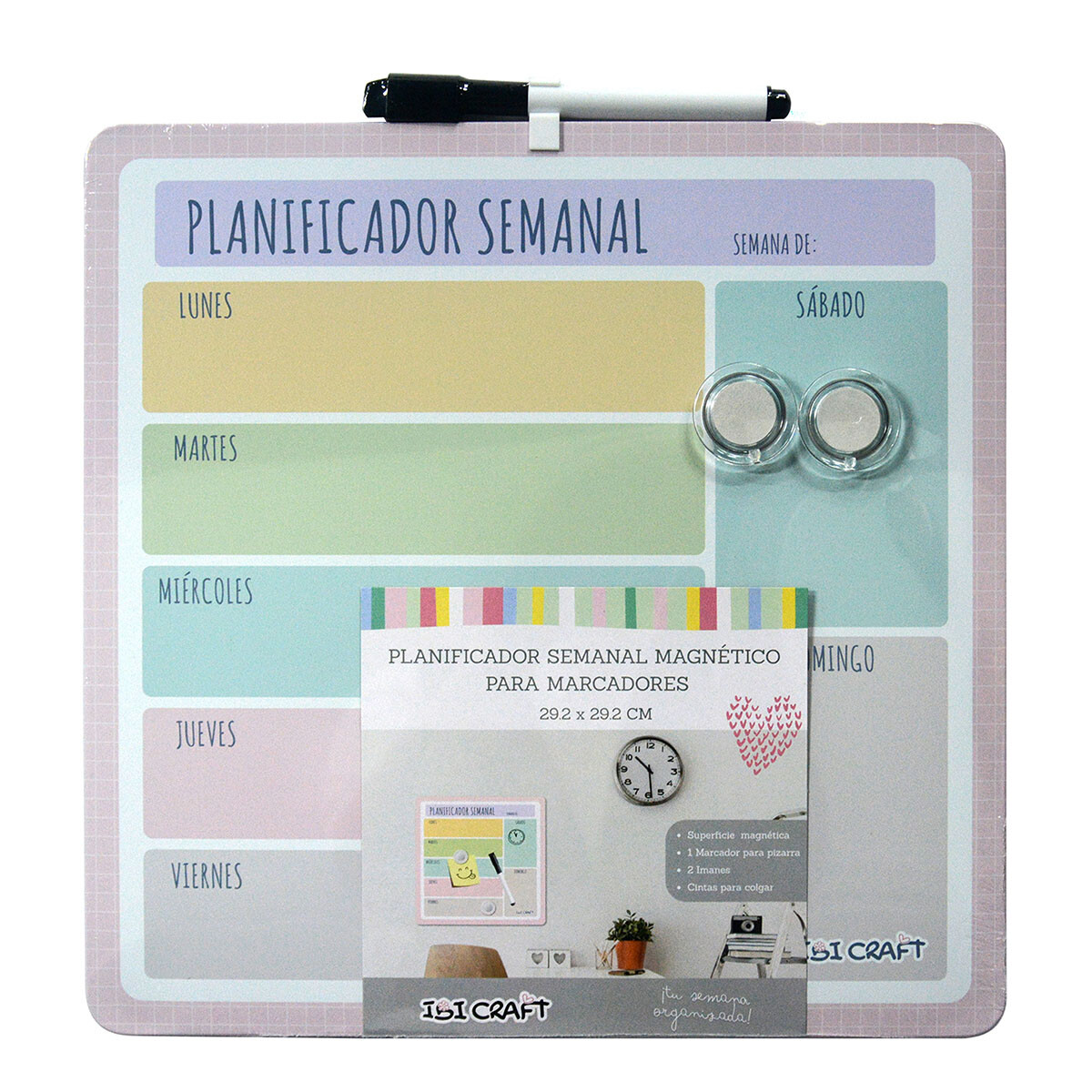 Pizarra planificadora semanal magnética Ibi Craft 