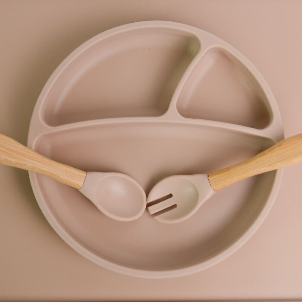 Cubiertos bambu silicona MinikOiOi beige