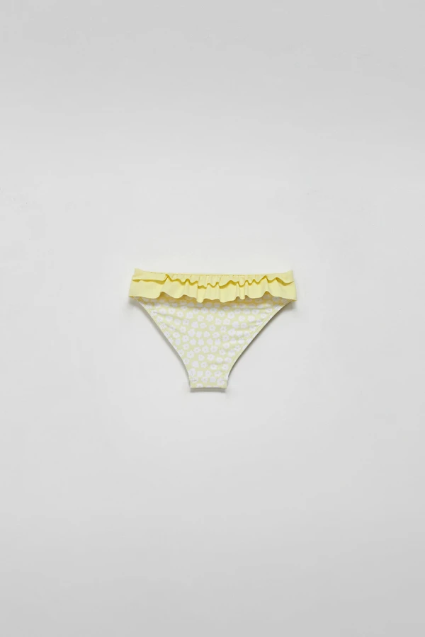 Bombacha bikini con volados Flores - Amarillo