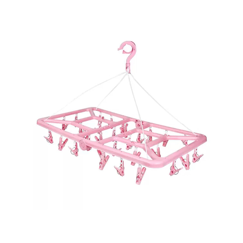 Tendedero portátil 32 palillos rectangular plástico ROSA