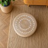 LJN260318 Puff Almohadón De Piso Circular Ratán Con Blanco Diámetro 40cm Y 20cm Altura