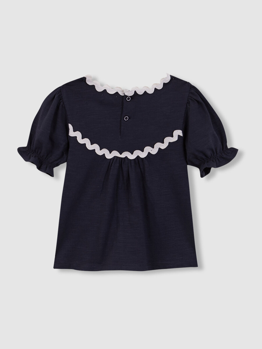 Camiseta Con Detalle De Ondas A Contraste Azul