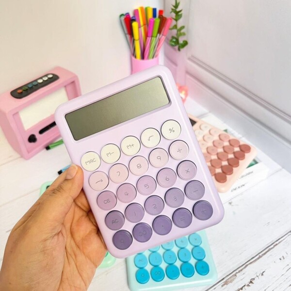 Calculadora Escritorio 12 Dígitos Funciones Números Escolar Color Variante Violeta
