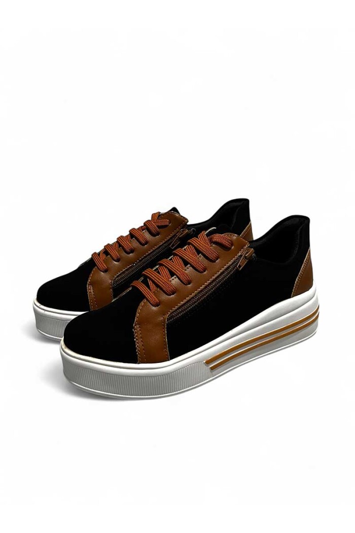 CALZADO DEPORTIVO EUROTEENS CON PLATAFORMA COMBIANADO Negro