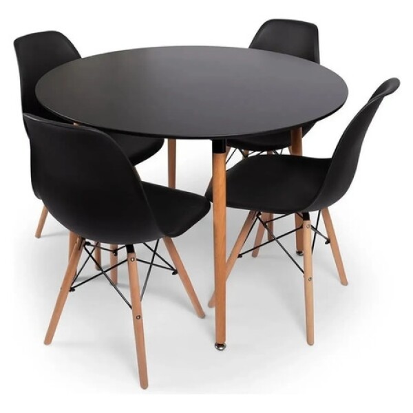 Mesa Comedor Cocina Milán Redonda Laqueada 80Cm Premium Ax Negro 1