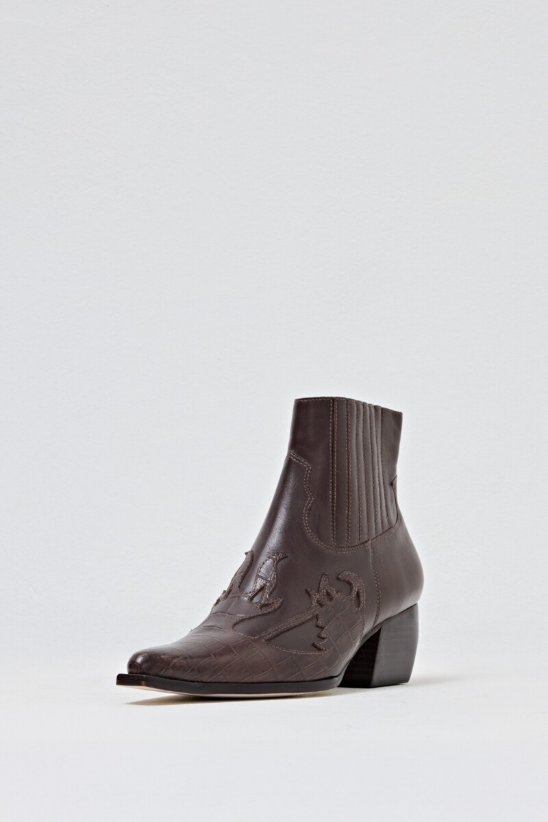 Bota de cuero Texi croco chocolate