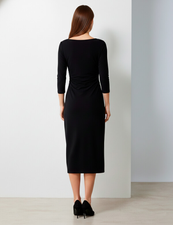 Vestido Midi Frunces NEGRO