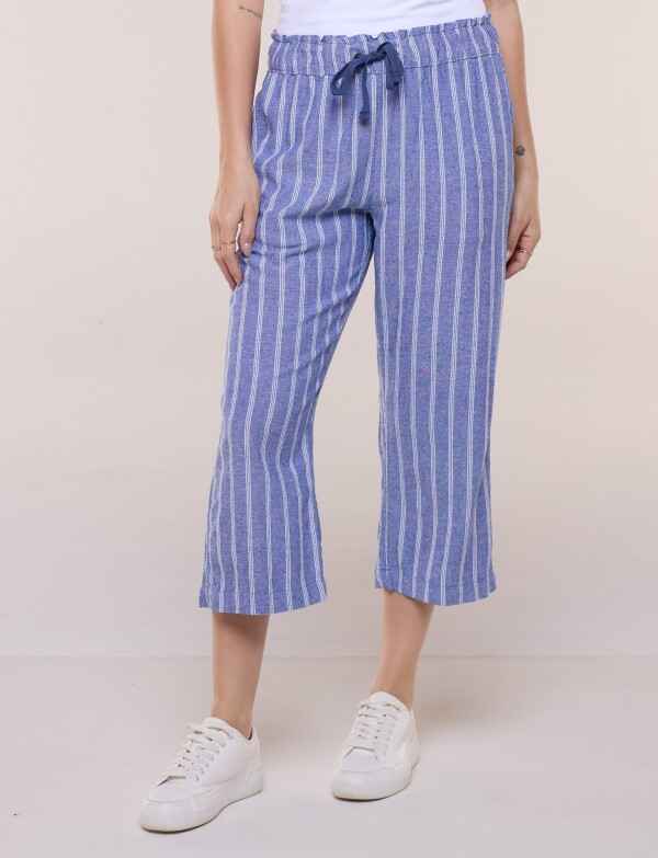 Capri Pull On Lino Con Cordón Ajustable AZUL/BLANCO