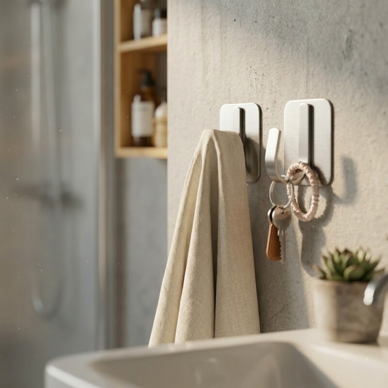 2 ganchos adhesivos en acero inoxidable INOX