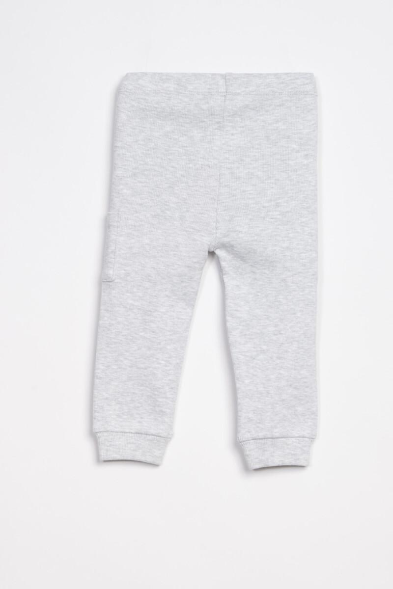 Calza en rib con bolsillo Gris Melange
