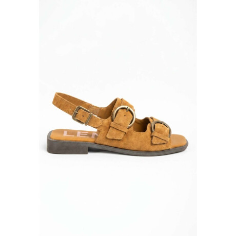 Sandalias Con Hebillas Gamuza Camel