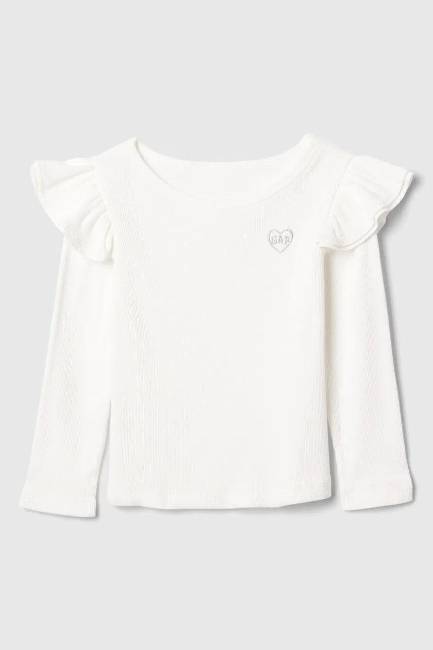 Remera Con Volados Logo Gap Toddler Niña New Off White