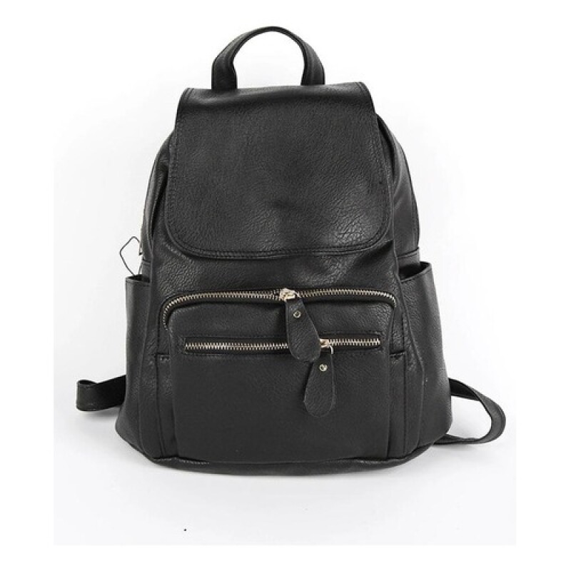 Mochila Canva modelo Dublín con tapa y cierres metálicos Negro