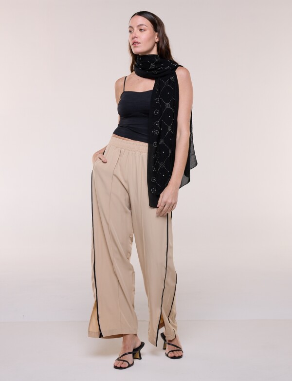 Pashmina Aplique Brillos NEGRO/PLATEADO