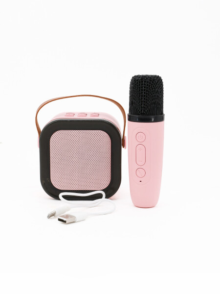 PARLANTE CON MICROFONO ROSADO