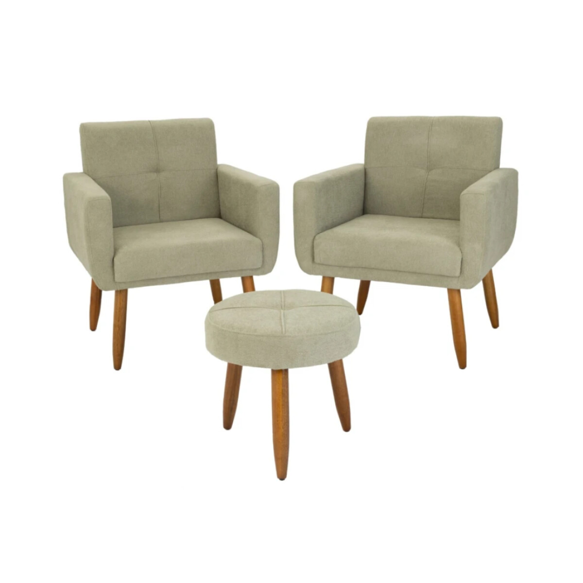 Kit Rustico 2 Poltrona + 1 Puff Havana - Verde 