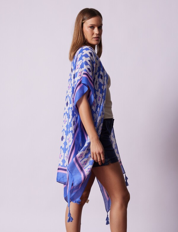 Kimono Printed AZUL/BLANCO