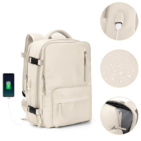 Mochila Viaje Carry On Impermeable Laptop Ejecutiva Beige