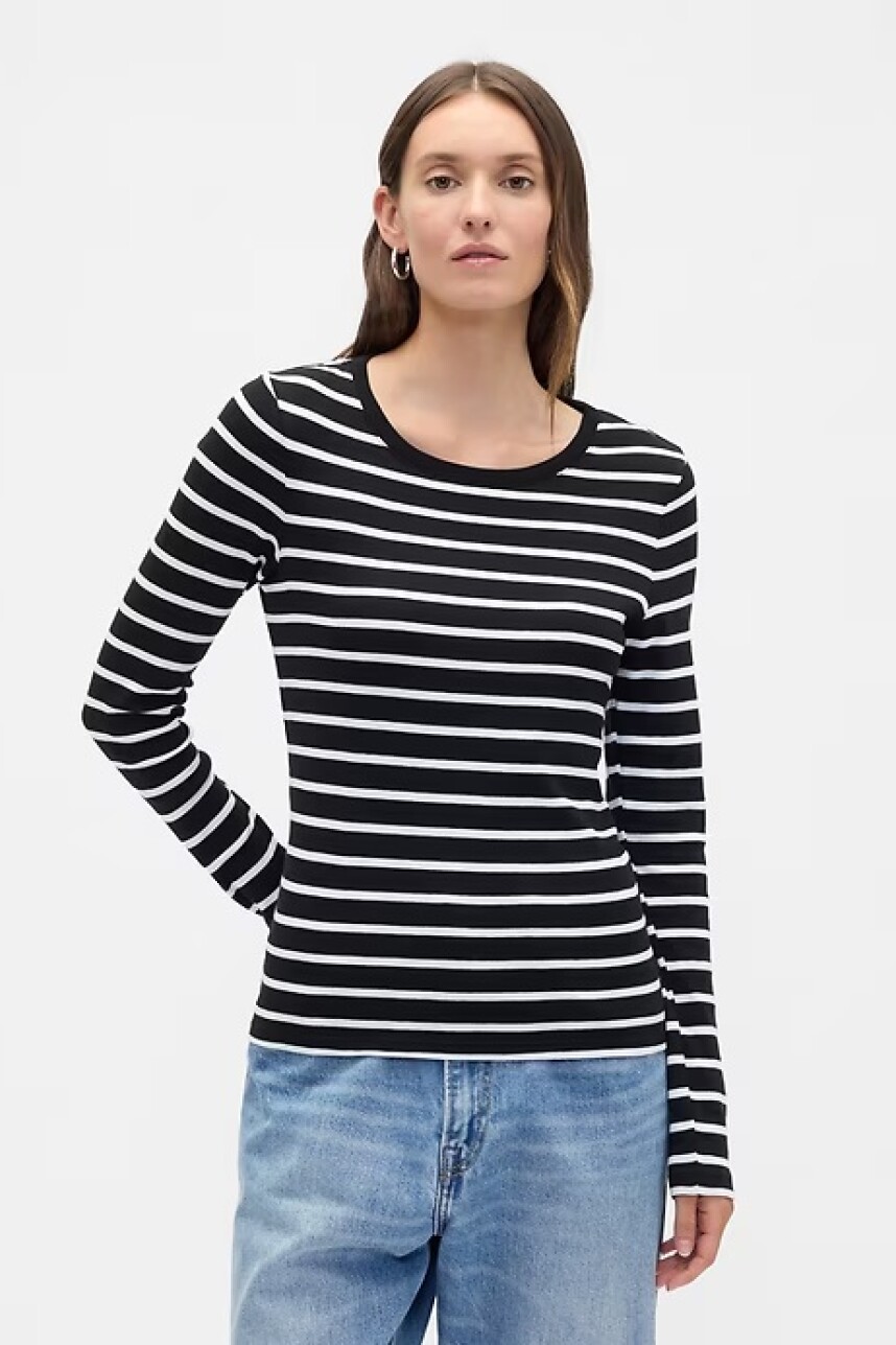 Remera A Rayas Mujer Black White Stripe