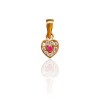 Dije Corazón-Oro bajo-Piedra Rubí y Zirconia-CP8549 Conpiedra