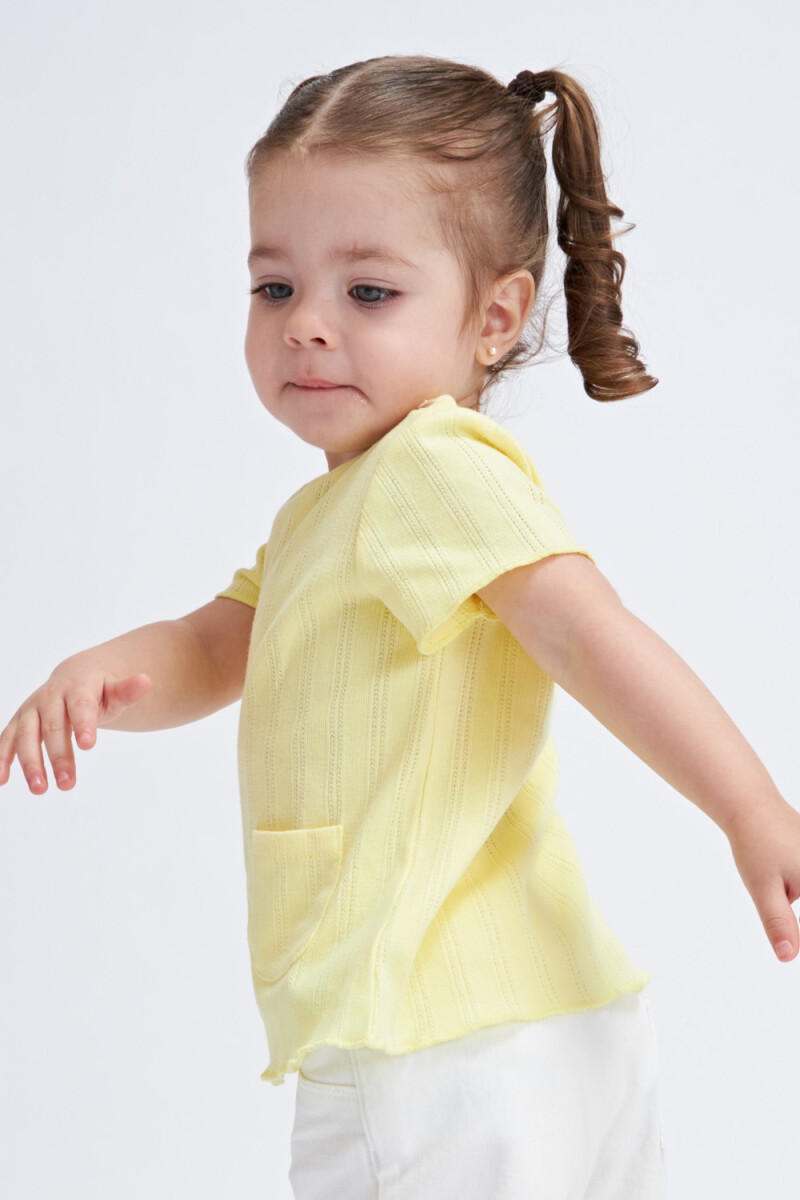 Camiseta de rib manga corta Amarillo