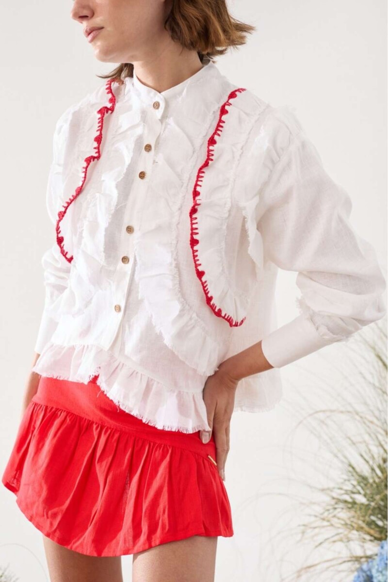 Camisa Vuelo Crochet - Blanco 