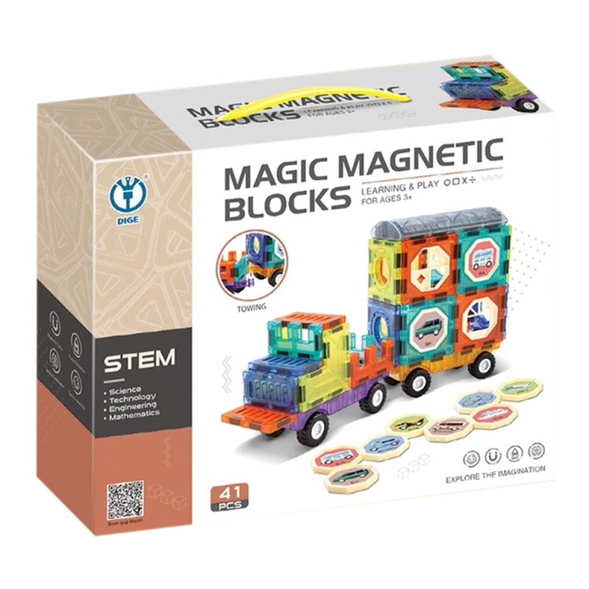 Bloques de Construcción Magnéticos Auto Caravana 41 Piezas - Multicolor 