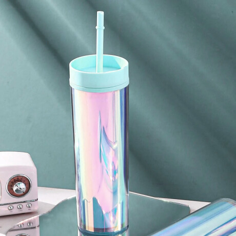 Vaso tornasolado con sorbito Verde