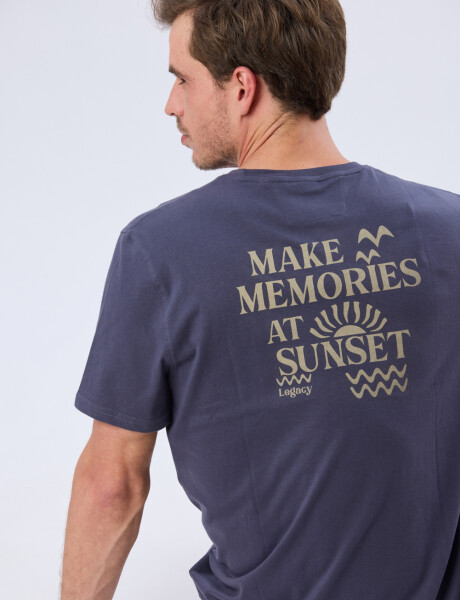 REMERA ESTAMPADA DE ALGODÓN Azul