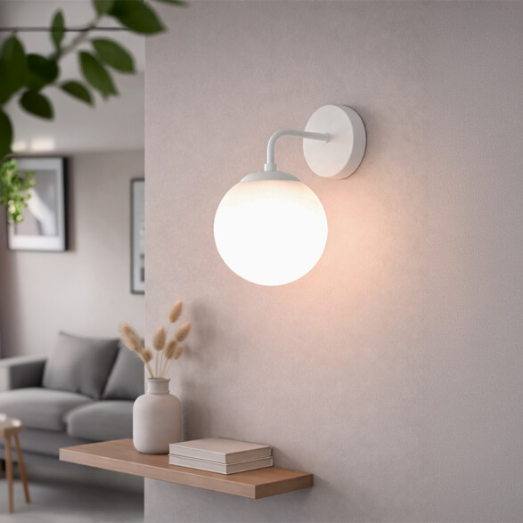 Lámpara de pared blanco globo vidrio E27 Ø150 mm IX9291